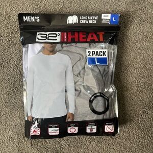 32 Degrees Men's Long Sleeve Crew Neck 2-Pack - White and Heather Gray